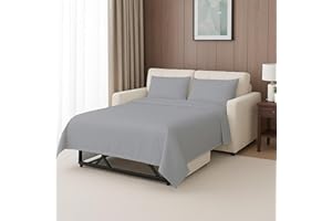 SKY BEDDINGS Sleeper Sofa Sheet Set - 4-Piece Queen Size Sofa Sheets, Ultra-Soft Double Brushed Microfiber, 8" Deep Pocket, W