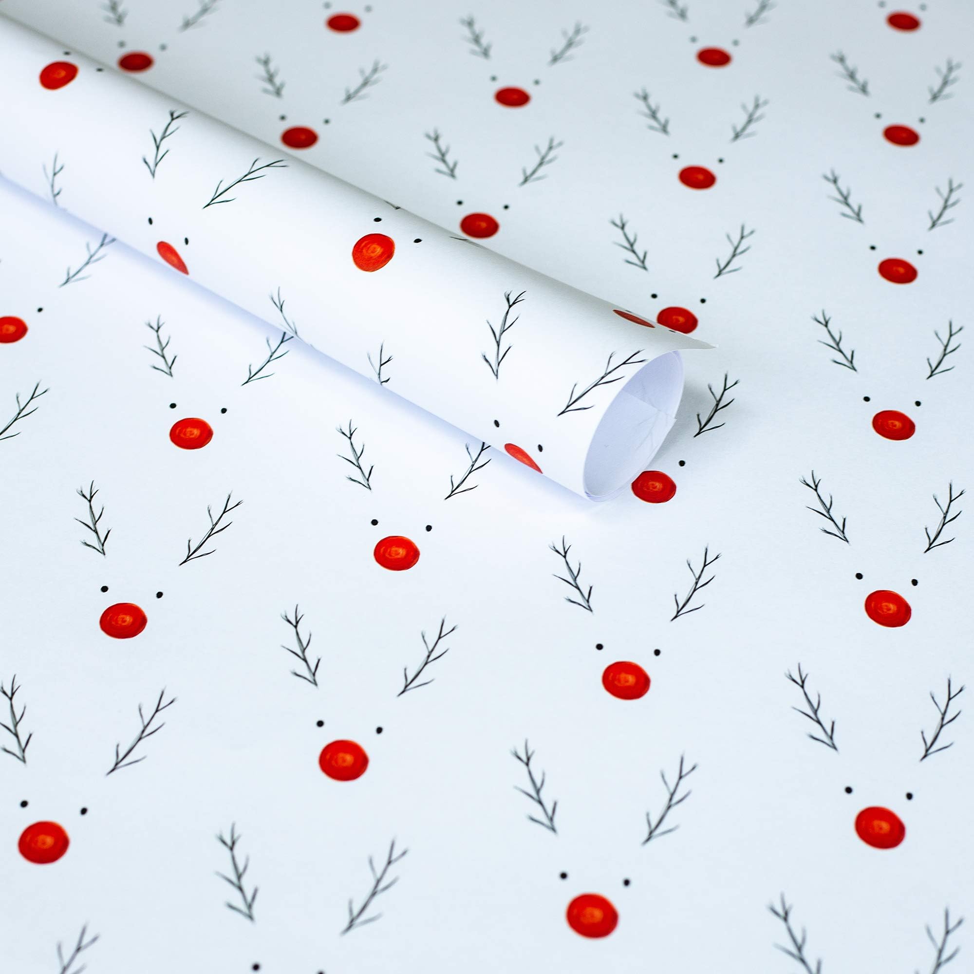 Christmas Wrapping Paper Gift Wrap Pack 5 x Sheets High Quality Kraft Paper - Rudolph Reindeer Christmas Design…