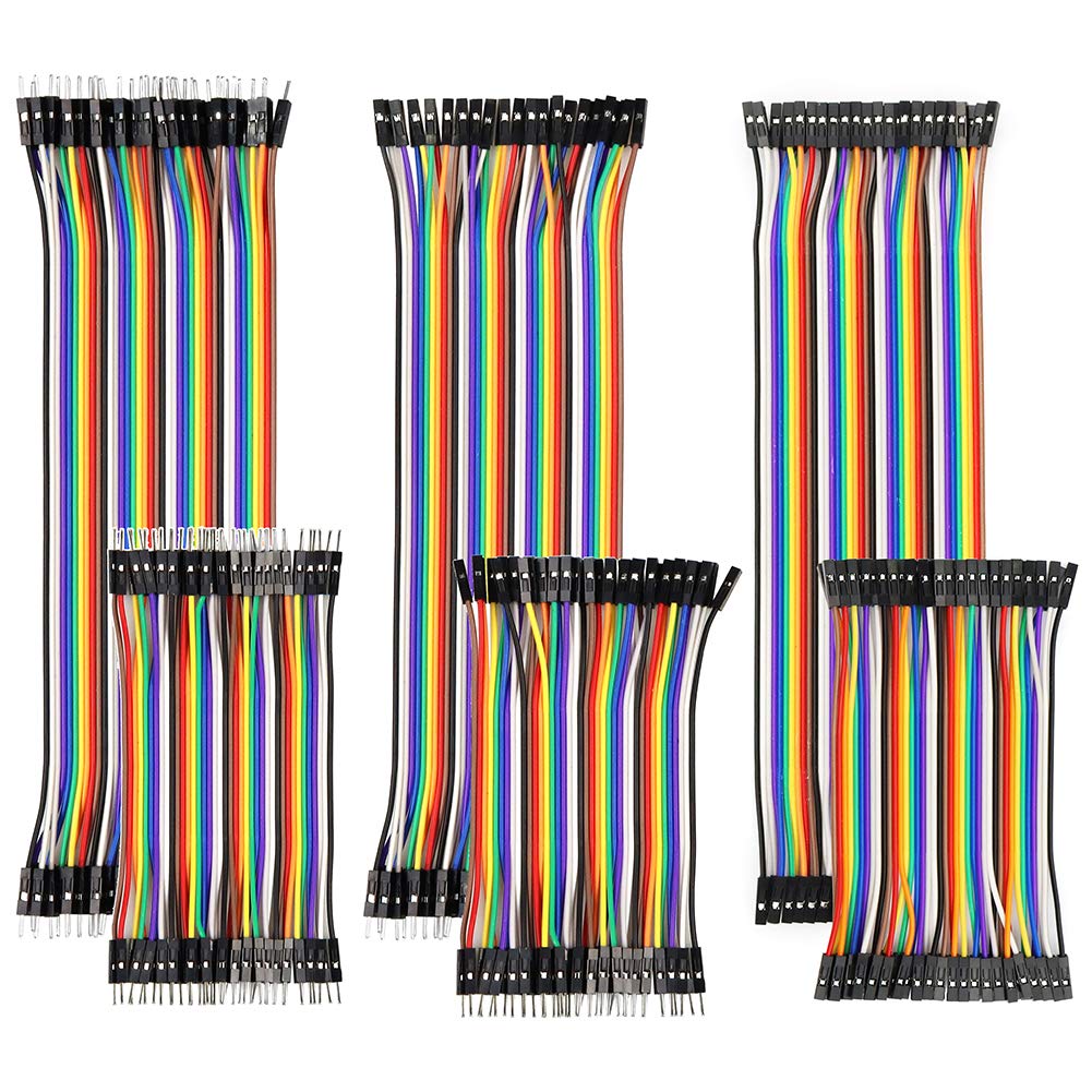 YXPCARS 240pcs Jumper Wires Kit 10cm and 20cm Male to Female, Male to Male, Female to Female Solderless Breadboard Multicolored Ribbon Cables for Arduino Project