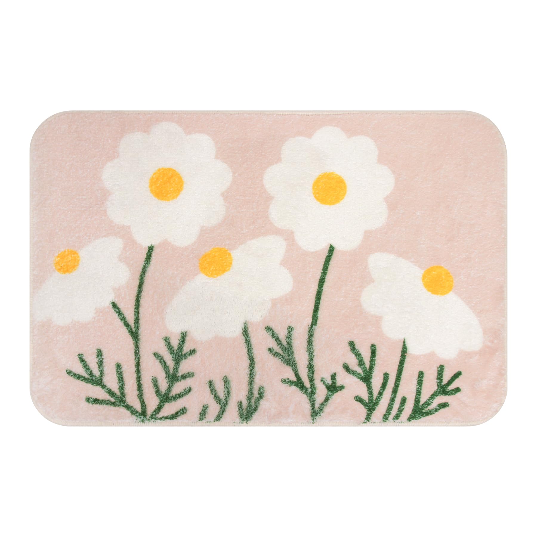 Spesh Bath Mat for Bathroom, 40x60 cm Non Slip Bathroom Floor Mat Soft Flower Bath Rug, Durable and Machine Washable(Daisy)