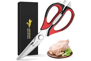 MAD SHARK Kitchen Scissors All Purpose Kitchen Shears Come Apart,Stainless Steel Utility Scissors with Comfort Grip,Heavy Duty Poultry Shears for Food,Chicken,Meat,Fish,Dishwash Safe (RED)