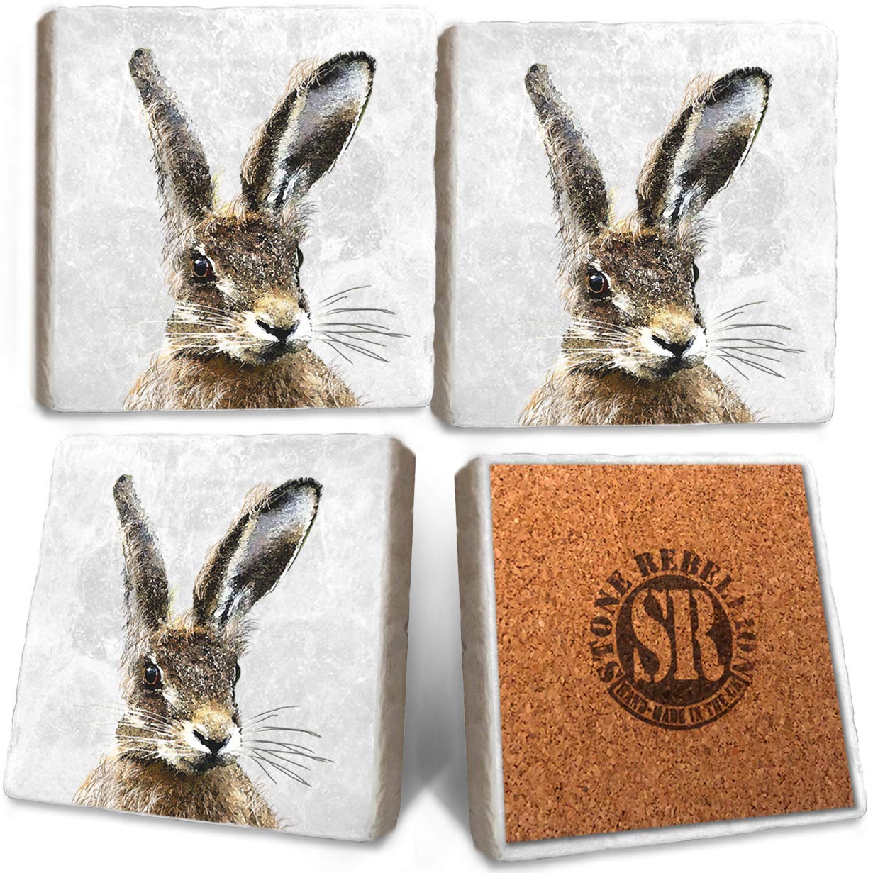 Hare solid natural marble Coasters (Set of 4) Amazon.co.uk Handmade