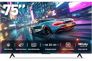 iFFALCON 75-Inch Class U85 Series QD-Mini LED 4K UHD Google Smart TV - QLED, HDR 1000 nits, 7000:1 Contrast, 144Hz Game Mode Pro, 288Hz DLG, Dolby Vision IQ, Dolby Atmos, Slim Unibody (75U85, 2025)
