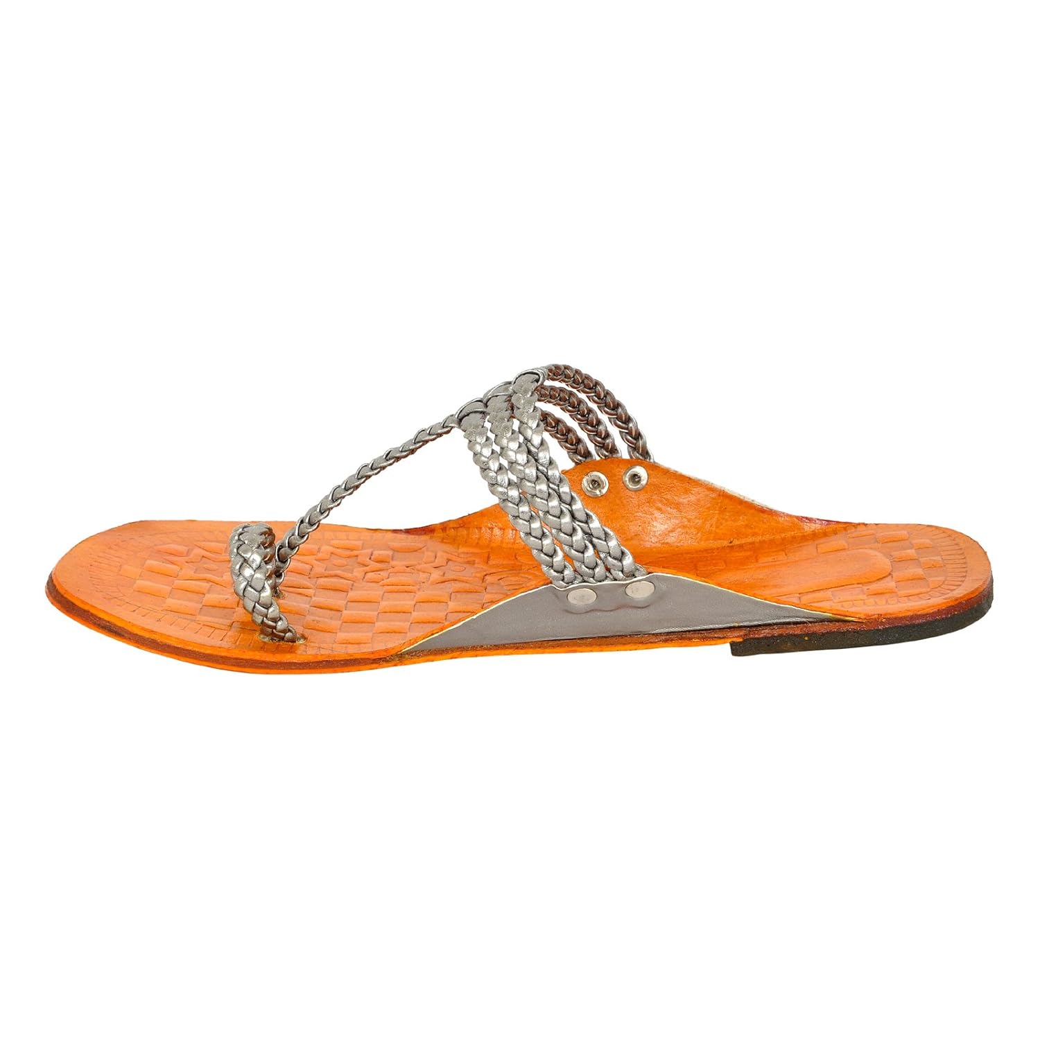 altek stylish women leather kolhapuri chaapls (1368_dullsilver)