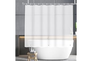 YISURE Shower Curtain Frosted with Magnets, PEVA Short Length Shower Curtain Waterproof Mildew Resistant with Free Plastic Ho