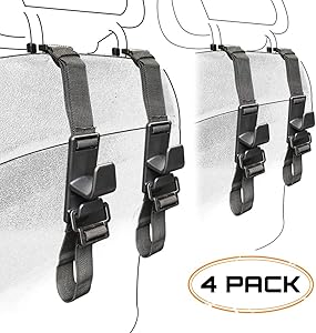 Teocenka 4-Pack Headrest Hooks for Car Universal Interior Auto Vehicle Back Front Seat Hanger Holder Organizer for Handbags Purses Coats and Grocery Bags