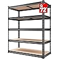 REIBII 2000LBS Garage Shelving Heavy Duty Storage Shelves 5 Tier Metal Shelving for Garage Shelves Adjustable Metal Shelf for Basement Pantry 35.5" W x72 H x 15.8" D