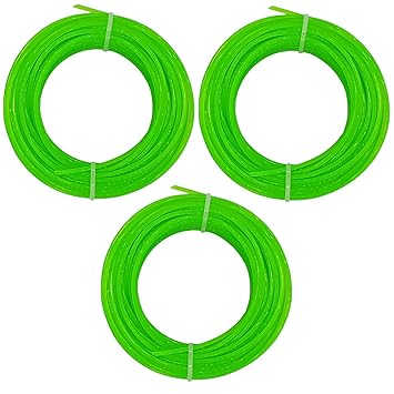 3 Rollen Rasentrimmerschnur 2 mm PVC, Kunststoff Rasen Trimmer Schnur Faden, 15m (LHS)