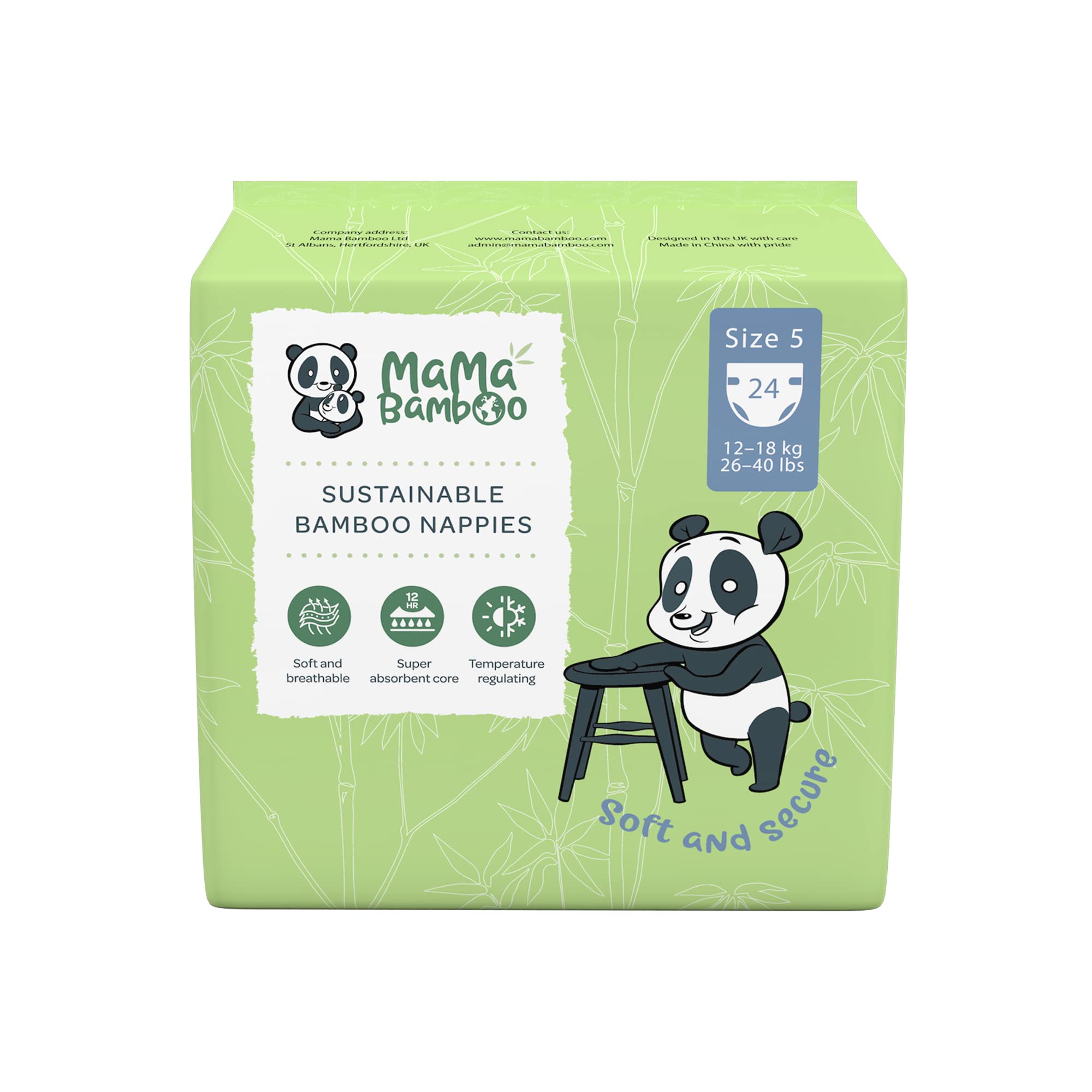 Bamaboo Eco Biodegradable Nappies Quad Pack of 248 Size 5 (12,20 kgs) Luxury Bamboo Chlorine,Free Hypoallergenic