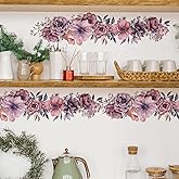 Cappuccino Rose Flower Vine Wall Stickers, sacinora Rose Daisy Floral Art DIY Wall Decals Removable Vinyl Peel and Stick for Living Room Bedroom Nursery Decorations