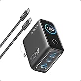 Anker Charger, 100W Max Ultra-Compact 3-Port GaN USB C Charger Block with Smart Display and Touch Control, Fast Wall Adapter for iPhone 17/16 Series, iPad, MacBook (Include Charge Cable, Non-Battery)