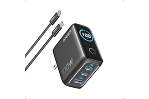Anker Charger, 100W Max USB C Charger Block, 3-Port GaN and Ultra-Compact Wall Adapter, Smart Displayand Touch Control, for MacBook, iPad, iPhone 17/16 Series, and More (Non-Battery)