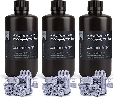 ELEGOO Water Washable Resin 3kg 1.0 405nm Ceramic Grey 3 x 1000g