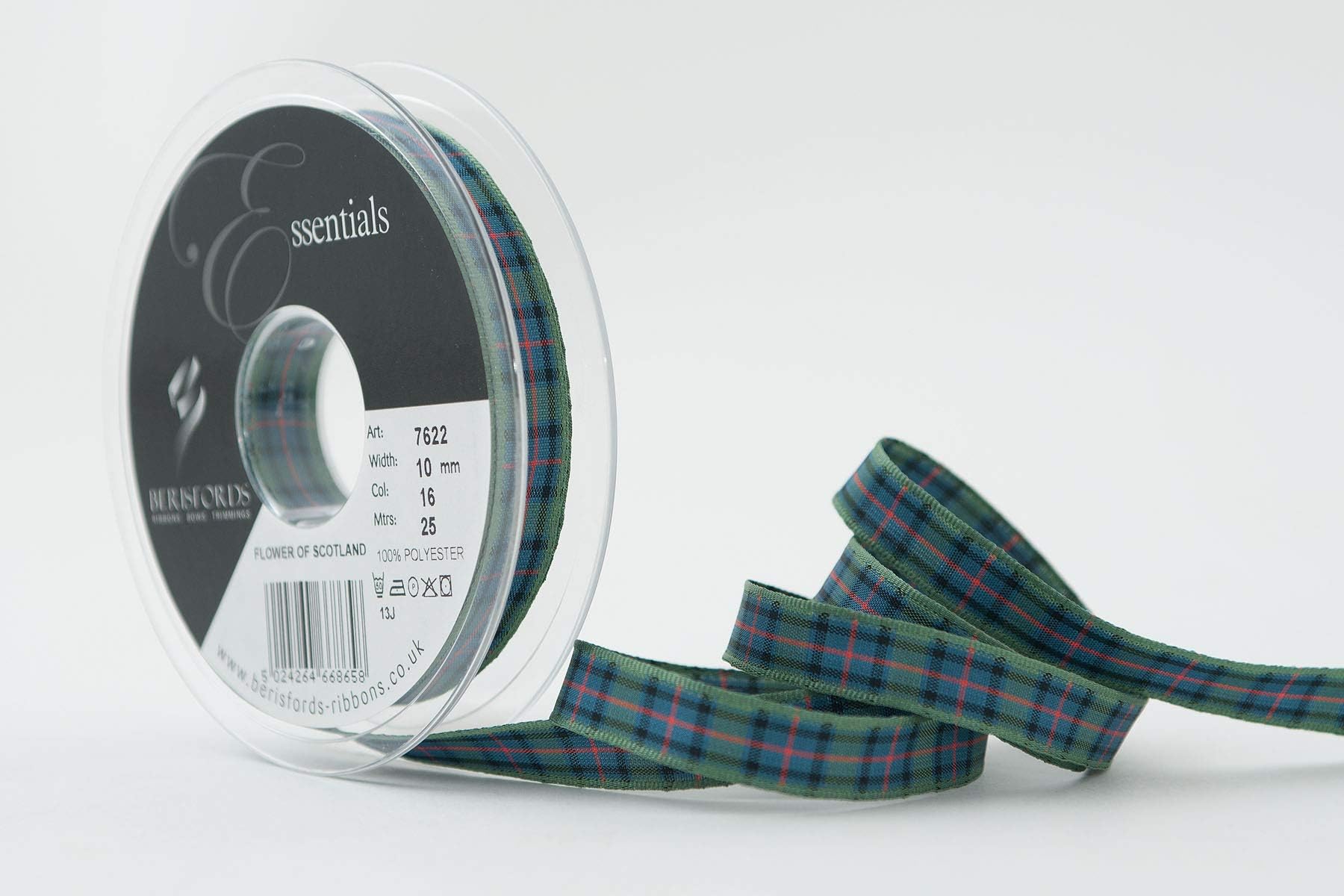 Berisfords Polyester Tartan, Flower of Scotland, 10.4 x 10.4 x 1.6 cm,00762200100016