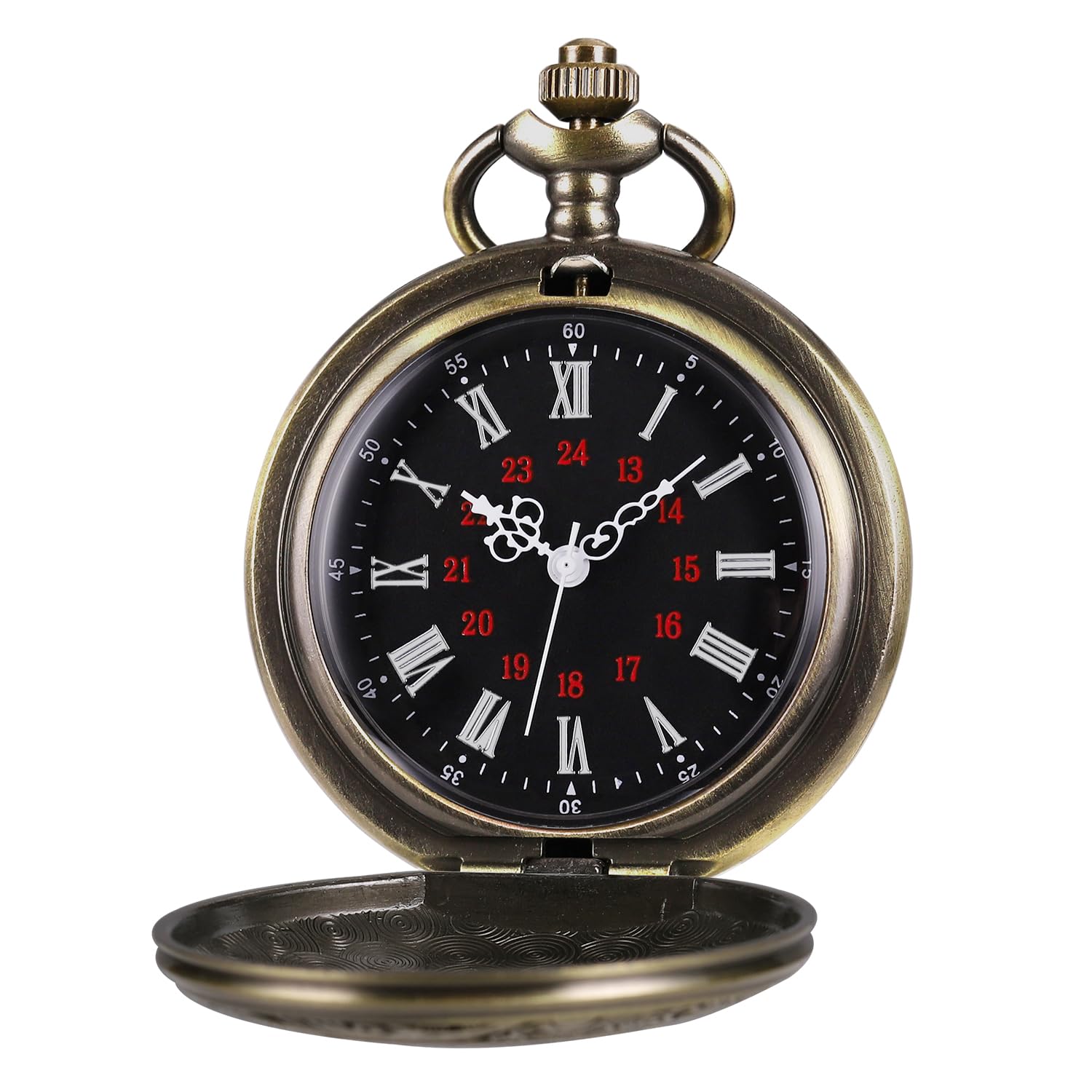 SIBOSUN Pocket Watches for Men Pocket Watch with Chain Quartz Pocket Watch Skeleton Antique Mens Roman Numerals Vintage Steampunk Pocket Watches Bronze