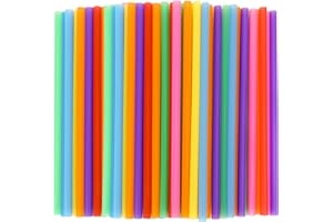 Tomnk 120 Pack Smoothie Straws, 10.3 Inches Straws Disposable, Milkshake Plastic Straws in Assorted Bright Colors