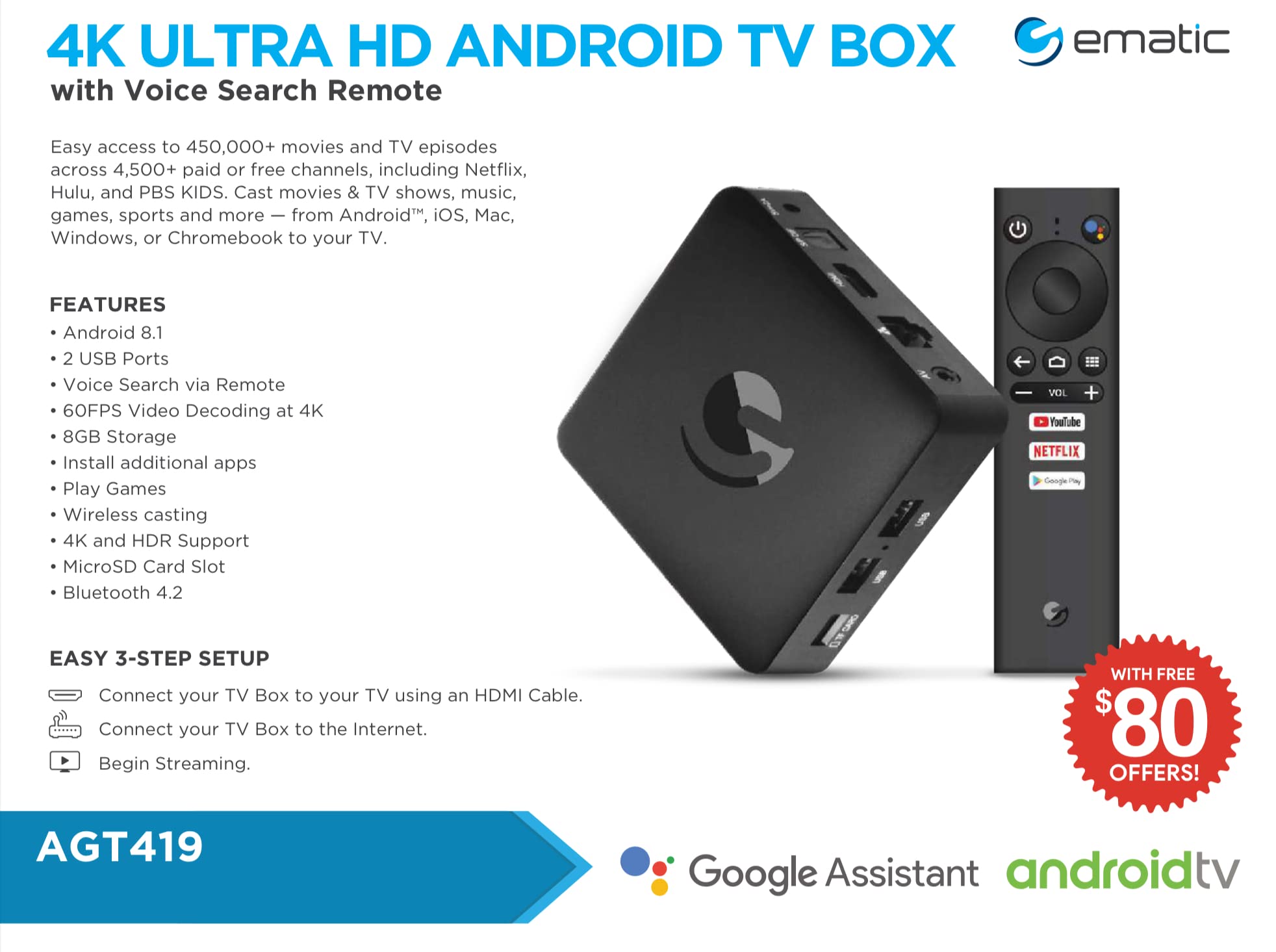 Mua Ematic 4K Ultra HD Android TV Box with Built-in Chromecast ...