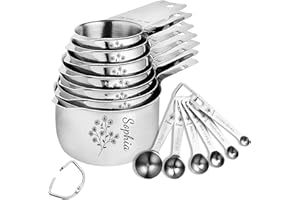 Personalized Stainless Steel Measuring Cups & Spoons Set, Custom Kitchen Tools with Wildflower & Name, Mothers's Day Gifts Fo