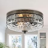 KSANA Farmhouse Faux Wood Flush Mount Ceiling Light