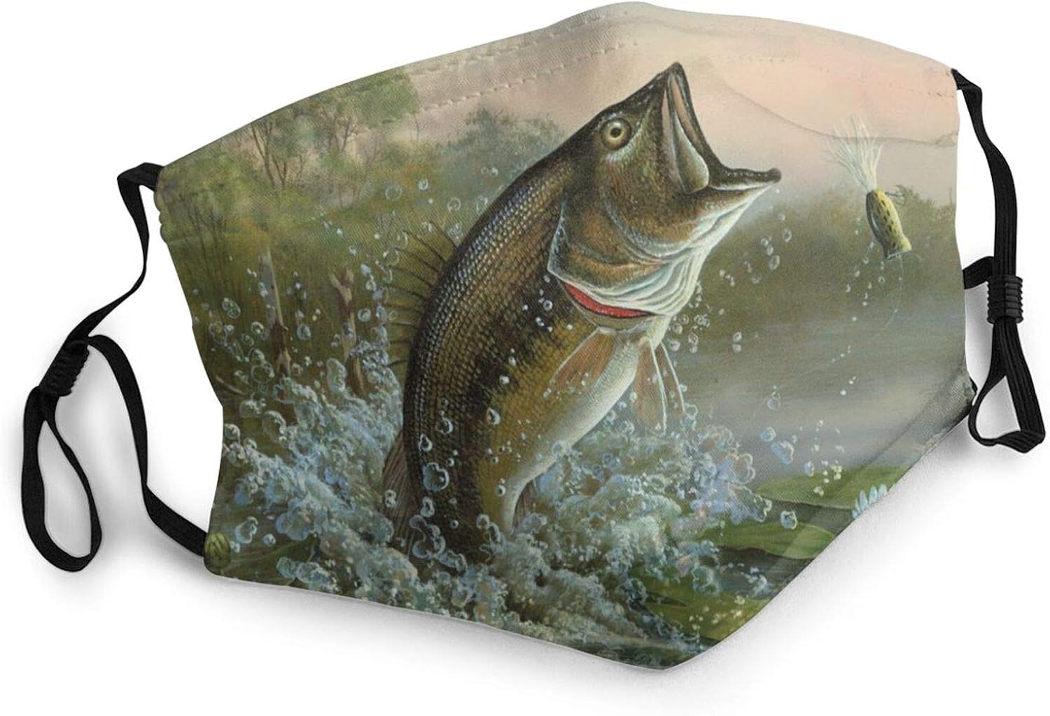 Fashion Face Mask Largemouth Bass Fishing Fish Washable Face Bandanas DustProof Balaclava