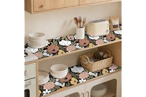 Floralplus Shelf Liner Self Adhesive Shelf Liner Drawer and Cabinet Liners for Kitchen Waterproof Floral Contact Paper Non-Sl