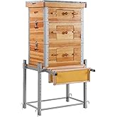 Aivituvin Bee Hive Bee Box 10 Frame Upgrade with All -Around Metal Frame Bee Castle Coated with 100% Beeswax Includes Waxed Foundations,2 Deep Boxes & 1 Medium Box