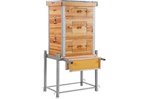 Aivituvin Bee Hive Bee Box 10 Frame Upgrade with All -Around Metal Frame Bee Castle Coated with 100% Beeswax Includes Waxed Foundations,2 Deep Boxes & 1 Medium Box