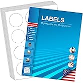 2" Circle Sticker Labels, Round Printable Sticker Labels to Write On, Sticker Paper for Inkjet Printer, (12 Labels/Sheet), 10 Sheets