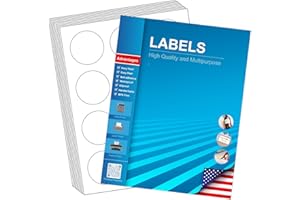 RAZUVO 2" Circle Sticker Labels, Round Printable Sticker Labels to Write On, Sticker Paper for Inkjet Printer, (12 Labels/Sheet), 10 Sheets