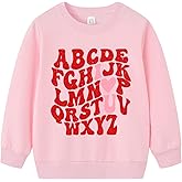 Geoyune Toddler Girl Valentine Sweatshirt Kids ABC I Love U Valentine's Day Shirt Baby Girls Heart Print Clothes Long Sleeve Pullover Tops Outfit 6 Years