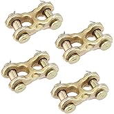 SOUJAP 4 Packs 3/8 Inch Twin Clevis Link, Zinc Plated G70 Forged Safety Chain Repair Links, Truck Trailer Tie Down Links for Transport Use, 6600LBS Working Load Limit(Golden)