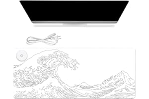 iCasso Heated Desk Pad, White Mouse Pad, XXL Heated Desk Pad, 35.4" x 15.7" Warm Desk Mat with 3 Heating Levels for Computer Keyboard, Large Mousepad for Home Office Work Gaming