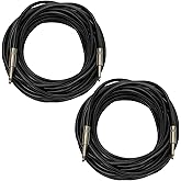 HeyTones Professional 50 Feet 12 Gauge 1/4" to 1/4" TS Speaker Cables - 12AWG 50ft DJ/PA Speaker Cords Amp Audio Wires - 2 Pack
