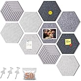 FOCHIER F 10PCS Hexagon Cork Boards for Walls Decor,12"*10.2" Felt Bulletin Board Tiles Sets for Home Office Class Kitchen wi