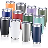 Cool Yoleb 20 oz Tumblers Bulk Stainless Steel Tumbler with Lid Double Wall Vacuum Insulated Coffee Mug 20oz Powder Coated Cup for Hot and Cold Drinks, Mix Color, 12 pack