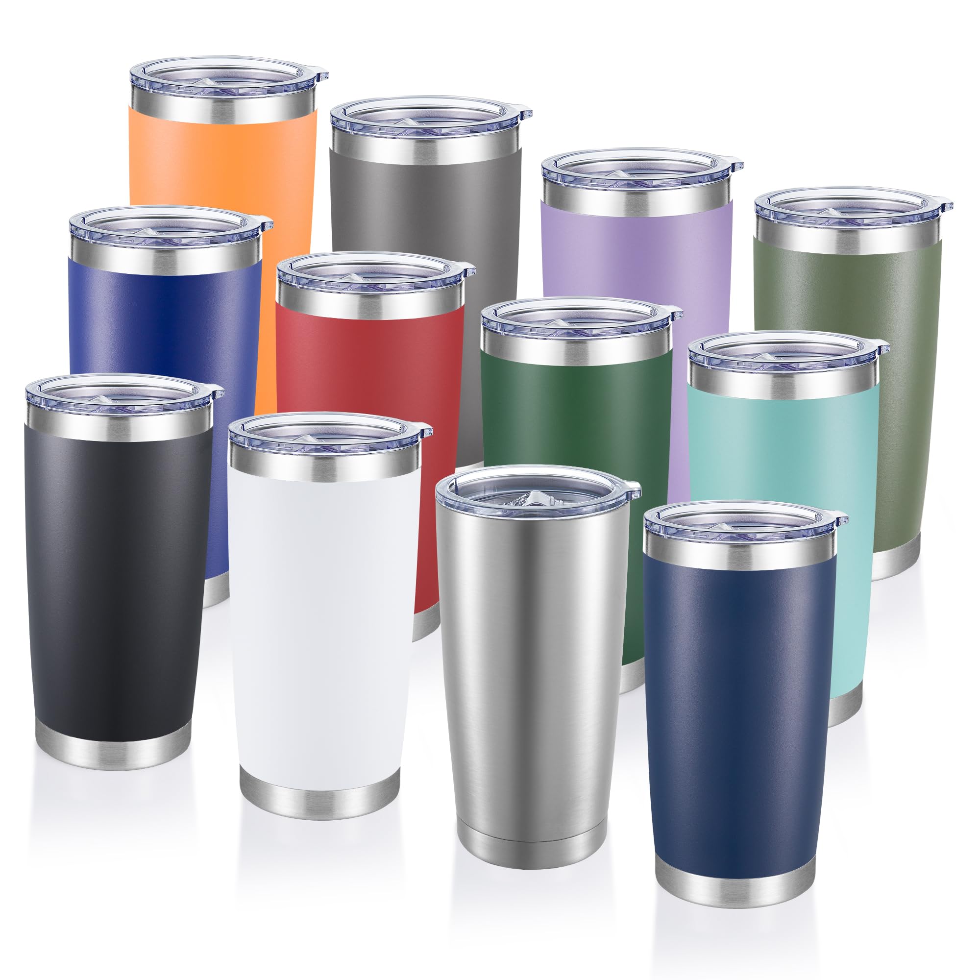 Photo 1 of 20 oz Tumblers Bulk Stainless Steel Tumbler with Lid Double Wall Vacuum Insulated Coffee Mug 20oz Powder Coated Cup for Hot and Cold Drinks, Mix Color, 12 pack