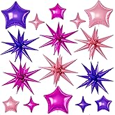 Hot Pink Purple Star Balloons, 22/18/10 Inch Foil Balloons, Four-Pointed Balloon for Women Girl Princess Birthday Wedding Baby Shower Party Decorations