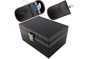 AtfArt Faraday Box for Car Keys and 2 Pcs Faraday Bag for Car Keys Keyless Entry Signal Blocking Pouch Car Key Signal Blocking Box Faraday Bag for Key FOB Car Theft Prevention(Small Box + 2 Pouch)