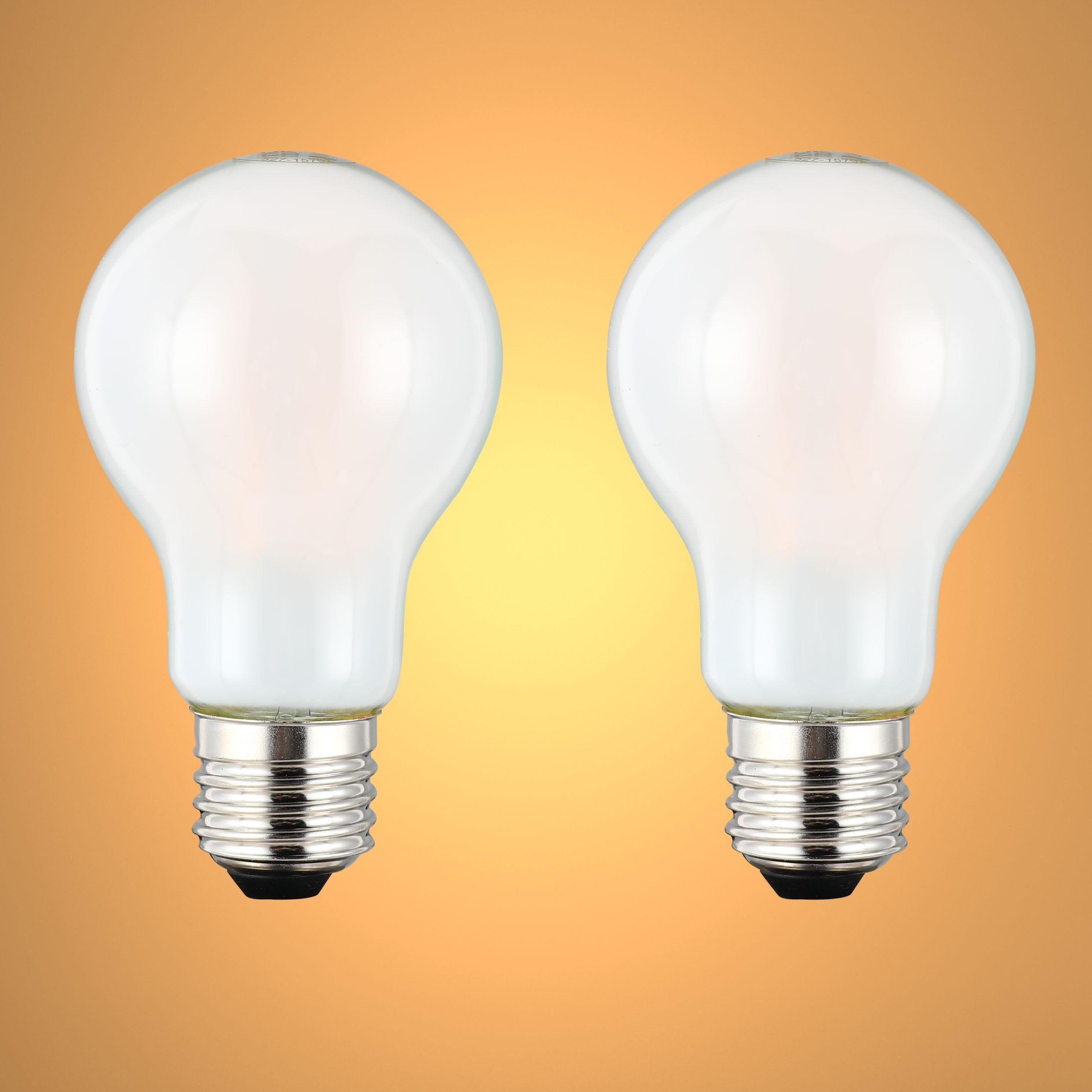 TEKLED® A60 GLS DIMMABLE Filament LED Bulbs | E27 Edison Screw | A19 Energy Saving 6.5W Light White Glass Bulb 60W Incandescent Bulb Equivalent | 2700K 820LM | 2-Pack | Warm White