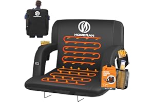 HOPERAN Heated Stadium Seats for Bleachers with Back Support, 3 Levels Heated Bleacher Seat with Backrest, Portable Heated Stadium Chairs with Back and Cushion for Outdoor Games Sports