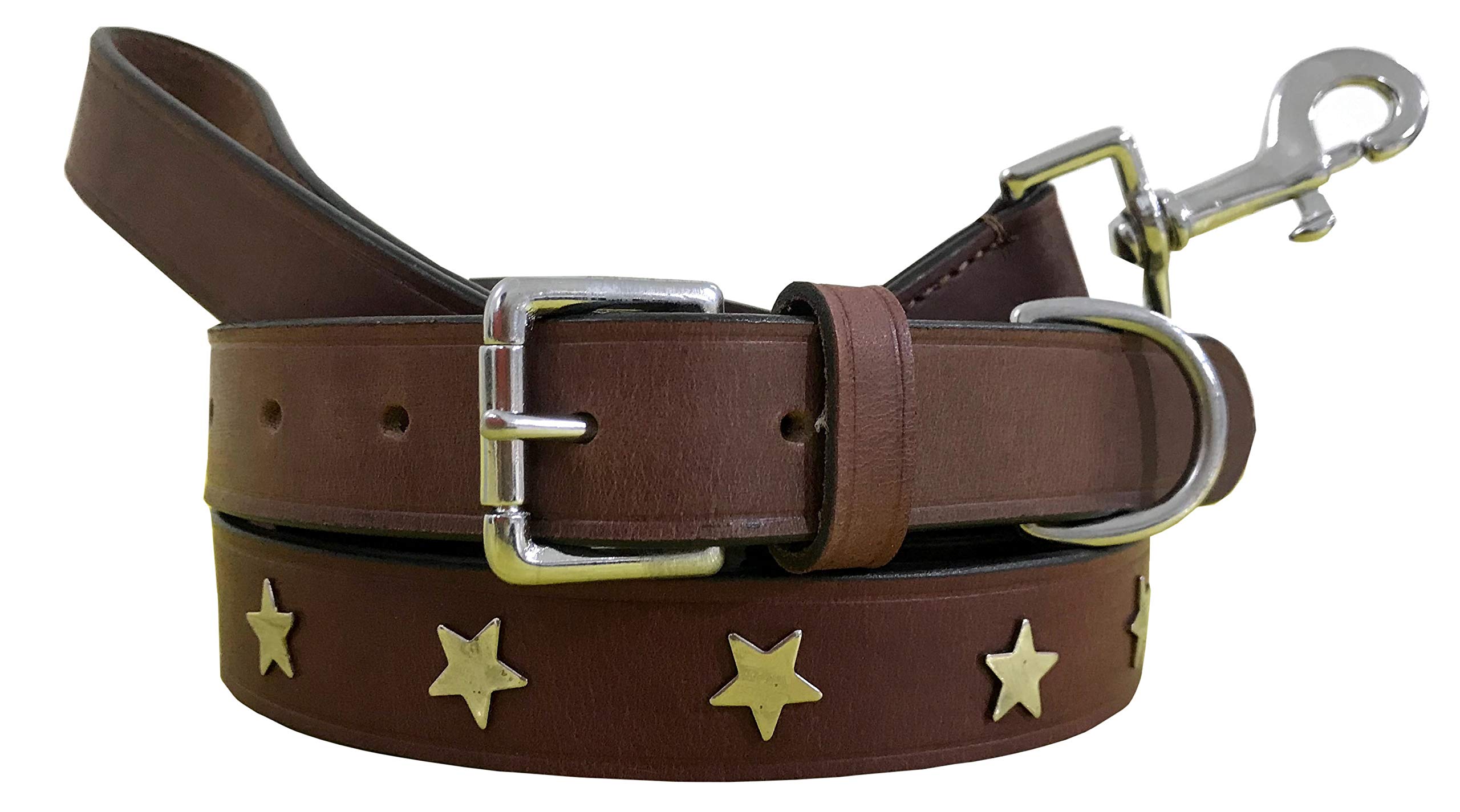 BRADLEY CROMPTON Genuine Leather Matching Pair Dog Collar and Lead Set L