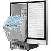 Coolski 15" W Commercial Under Counter Ice Maker Machine, 80 Lbs/Day, Bulit-in Freestanding Ice Machine, Self-Cleaning, Stain