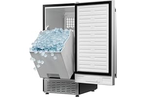 Coolski 15" W Commercial Under Counter Ice Maker Machine, 80 Lbs/Day, Bulit-in Freestanding Ice Machine, Self-Cleaning, Stainless Steel Ice Maker for Home Apartment & Commercial Use