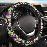 Halloween Jack and Sally Horror Nightmare Christmas Steering Wheel Cover for Women, Neoprene Anti-Slip Universal 15 inch Car Steering Wheel, Anime Car Accessories for Vehicle SUV (9, One Size)