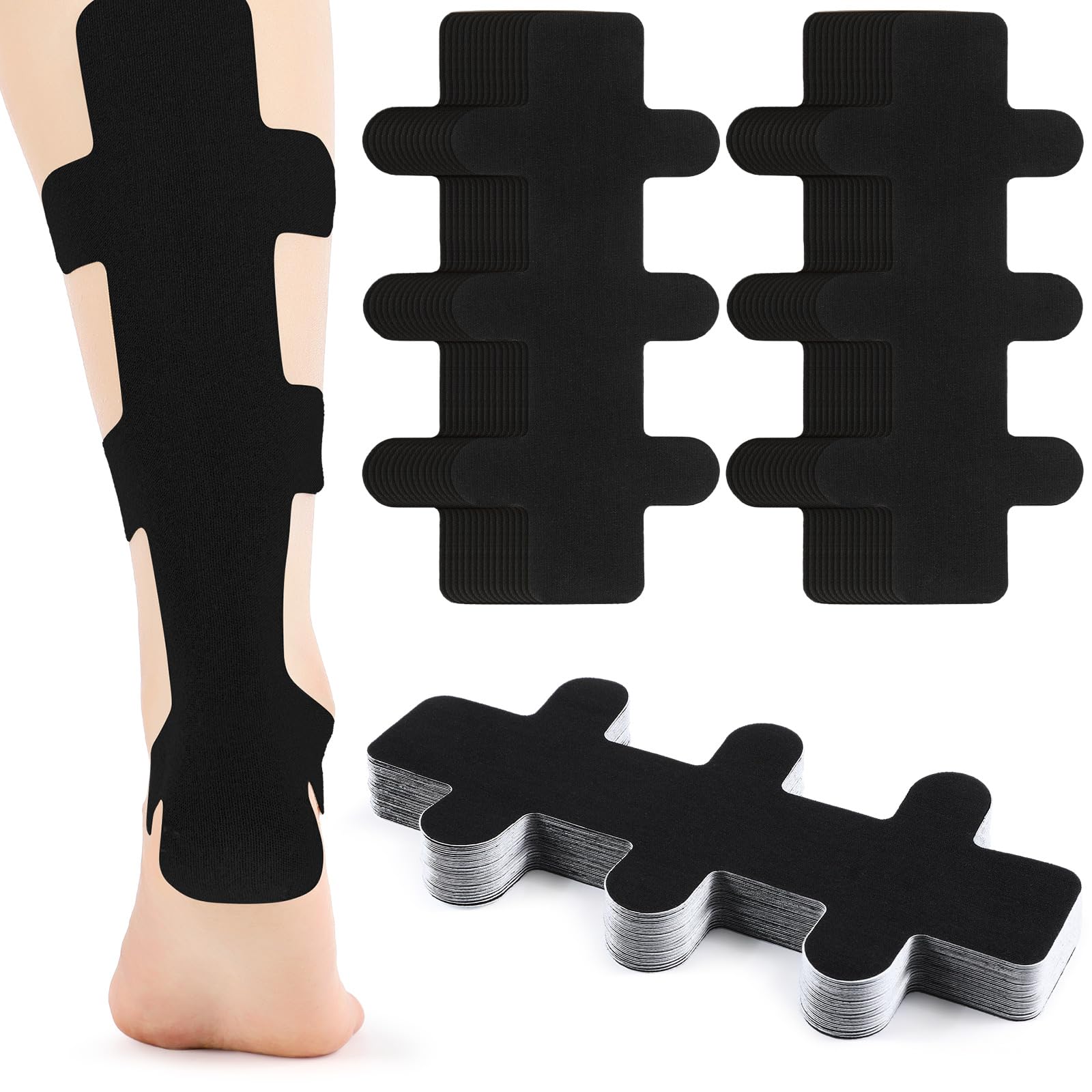 Photo 1 of Aurelema 50 Pcs Achilles Tendonitis Kinesiology Tape Precut Achilles Tendon Tape for Relief Pain Muscle Support Sport(Black)