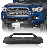 Hooke Road Tacoma Stubby Front Bumper for 2016-2023 Toyota Tacoma 3rd Gen Pickup, Offroad Bumper Bull Bar with D-ring Mounts, License Plate Rack