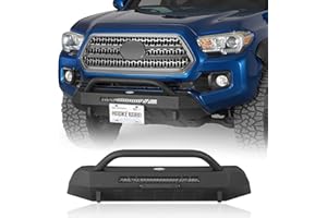 Hooke Road Tacoma Stubby Front Bumper for 2016-2023 Toyota Tacoma 3rd Gen Pickup, Offroad Bumper Bull Bar with D-ring Mounts,