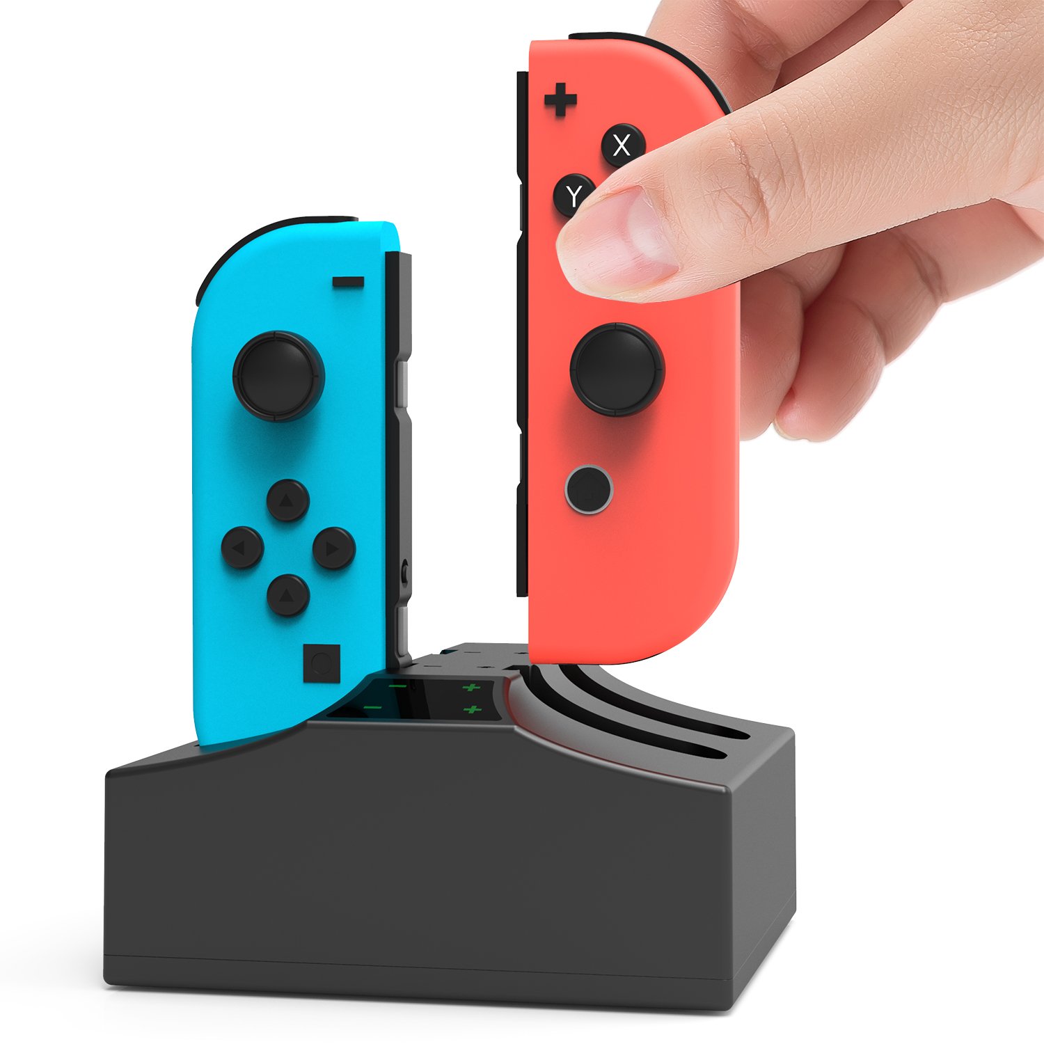 Joy-Con Charging Station Stand for Nintendo Switch 4 in 1 USB Powered Switch Charger Dock Station with Individual LED Indication Nintendo Switch Charger for Nintendo Switch Joycon Controllers-Black