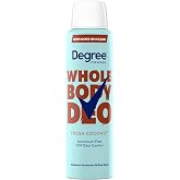 Degree Women Whole Body Deodorant Spray, Fresh Coconut, 2.9 oz | For all-over freshness, up to 72 hours of odor protection with a clean feel.