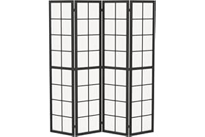 HOMCOM 4 Panel Room Divider, 5.6 ft Folding Privacy Screen, Freestanding Room Partition Wall Divider for Bedroom Black